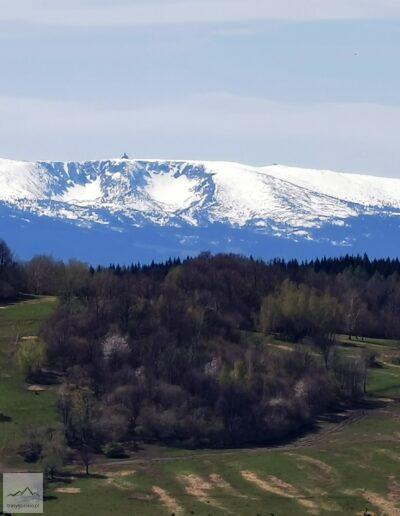 Góry Kaczawskie, panorama Śnieżnych Kotłów i Szrenicy
